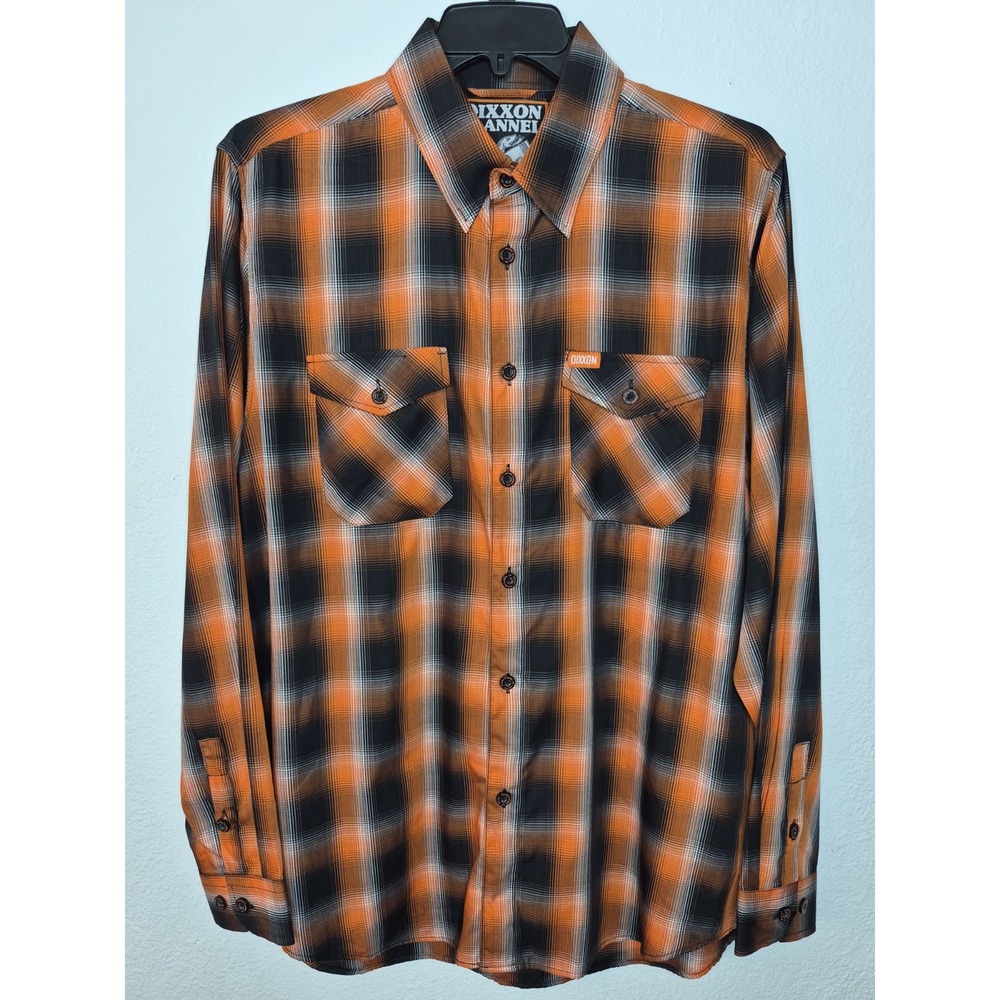 Dixxon Flannel Co The Piston Plaid Shirt Mens Large Orange Black Long Sleeve